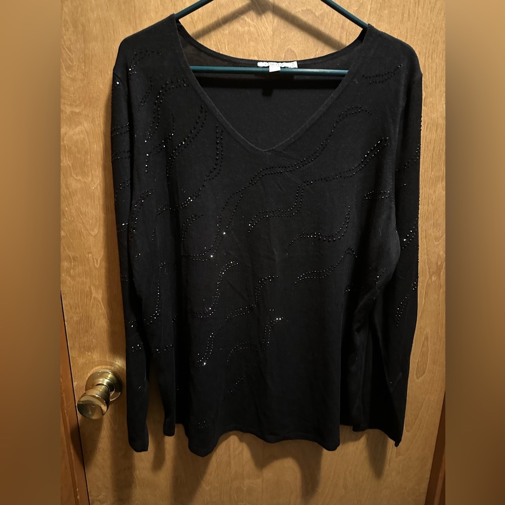 Chico's Classic Black Sparkling Sweater Size XL/16